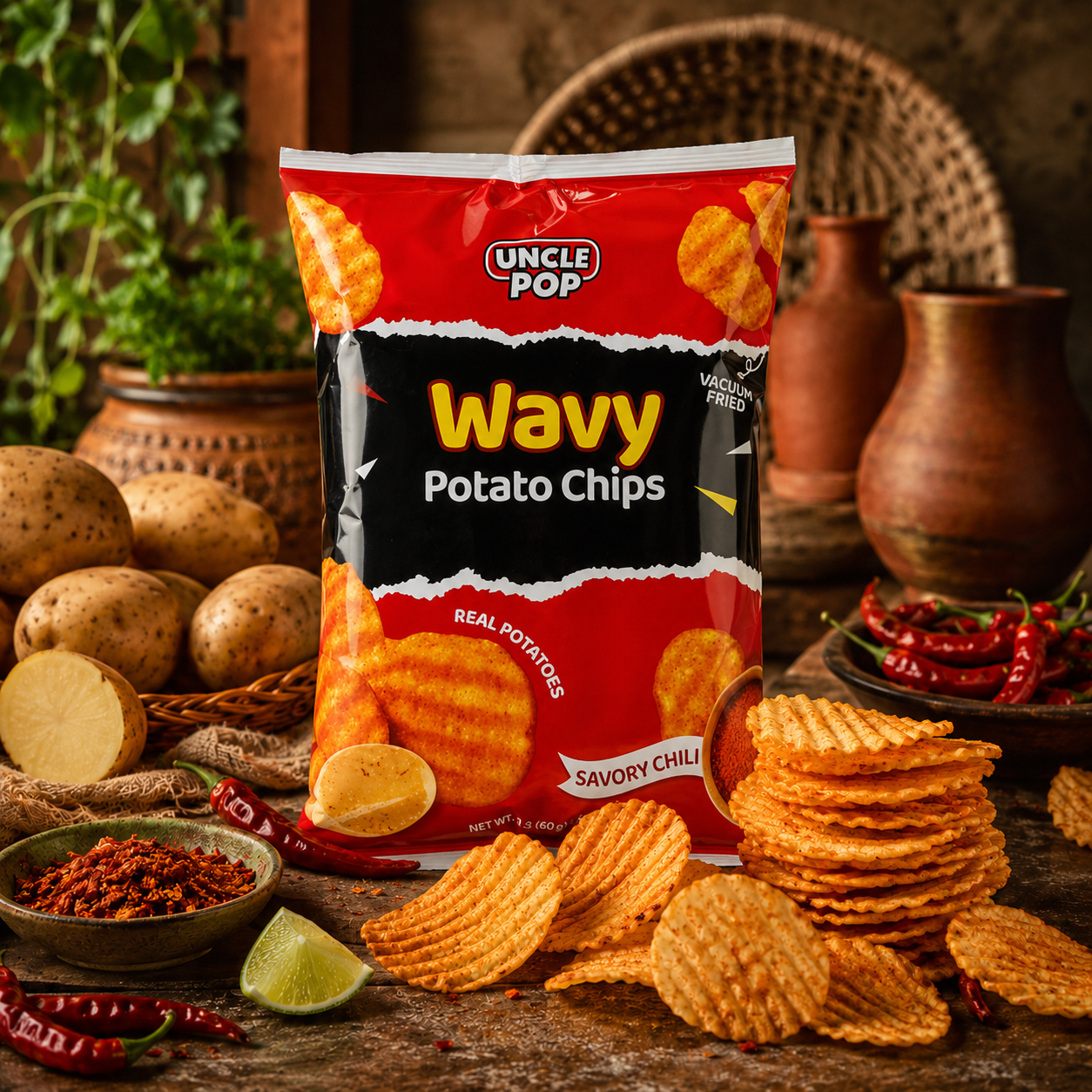 Wavy Potato Chips – Savory Chili